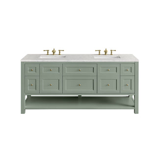 72 Inch Breckenridge Freestanding Vanity in Smokey Celadon / Eternal Jasmine Pearl Top