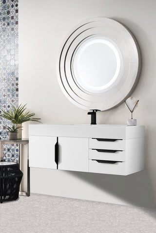 48 Inch Columbia Floating Vanity in Glossy White / Glossy White Top