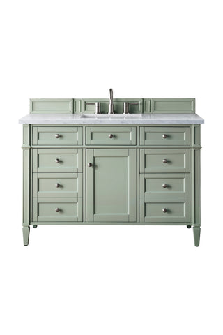 48 Inch Brittany Freestanding Vanity in Sage Green / Carrara White Top