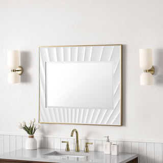 Soleil 36" Mirror, Matte White with Gold