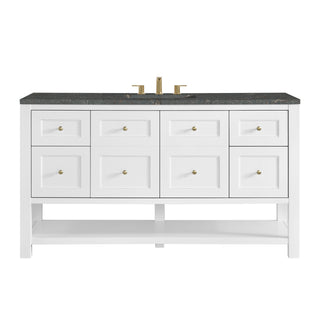 60 Inch Breckenridge Freestanding Vanity in Bright White / Parisien Bleu Top