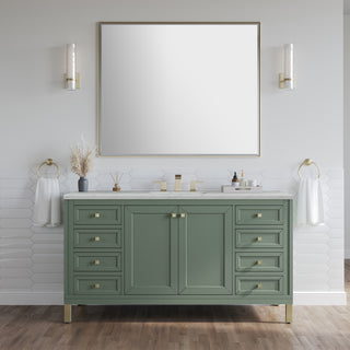60 Inch Chicago Freestanding Vanity in Smokey Celadon / Ethereal Noctis Top