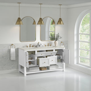 60 Inch Breckenridge Freestanding Vanity in Bright White / Victorian Silver Top