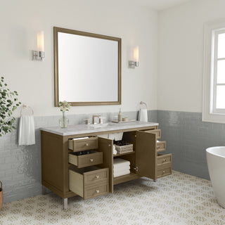 60 Inch Chicago Freestanding Vanity in Walnut Whisper / Victorian Silver Top