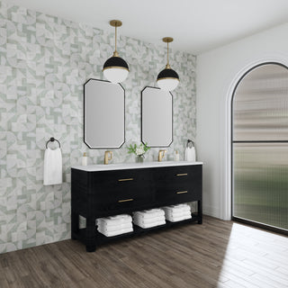 72 Inch Lucian Freestanding Vanity in Carbon Oak / White Zeus Top
