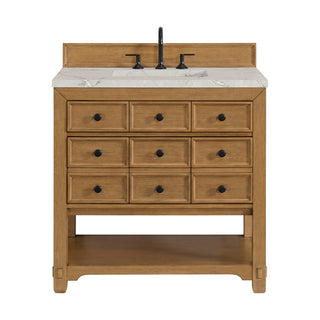 36 Inch Malibu Freestanding Vanity in Amber Birch / Victorian Silver Top