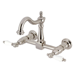 Heritage Wall Mount Kitchen Faucet in Brushed Nickel