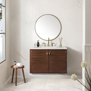 36 Inch Amberly Dual Mount Vanity in Mid-Century Walnut / Lime Delight Top