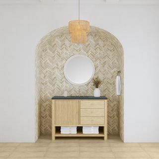 48 Inch Marigot Freestanding Vanity in Sunwashed Oak / Charcoal Soapstone Top