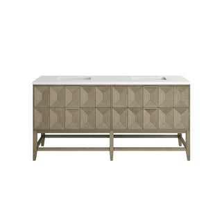 72 Inch Emmeline Freestanding Vanity in Pebble Oak / White Zeus Top