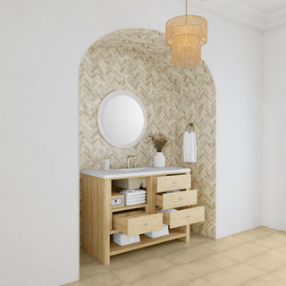 48 Inch Marigot Freestanding Vanity in Sunwashed Oak / Ethereal Noctis Top