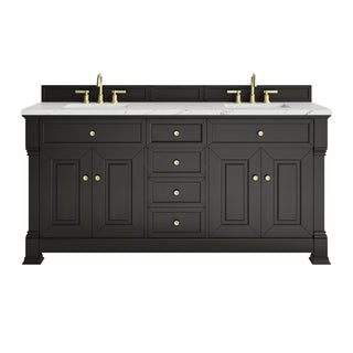 72 Inch Brookfield Freestanding Vanity in Black Onyx / Ethereal Noctis Top