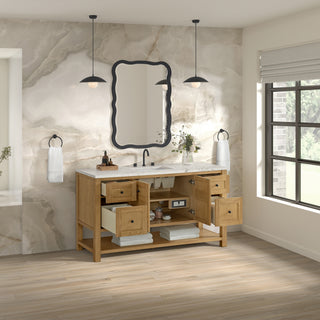 60 Inch Breckenridge Freestanding Vanity in Light Natural Oak / Victorian Silver Top