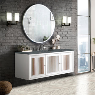 60 Inch Athens Dual Mount Vanity in Glossy White / Parisien Bleu Top