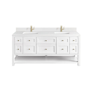 72 Inch Breckenridge Freestanding Vanity in Bright White / White Zeus Top