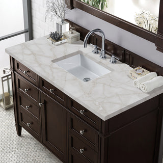 48 Inch Brittany Freestanding Vanity in Burnished Mahogany / Victorian Silver Top