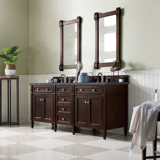 72 Inch Brittany Freestanding Vanity in Burnished Mahogany / Parisien Bleu Top