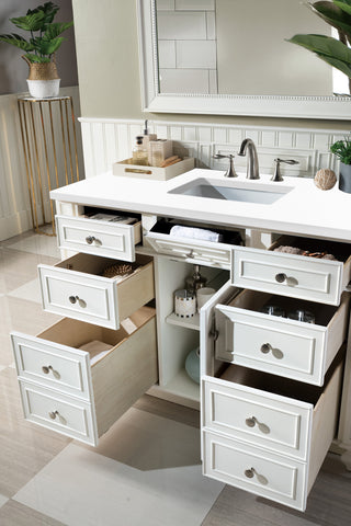 48 Inch Bristol Freestanding Vanity in Bright White / White Zeus Top