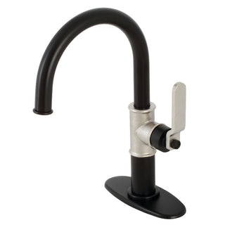 Whitaker Single-Hole Bathroom Faucet in Matte Black/Polished Nickel