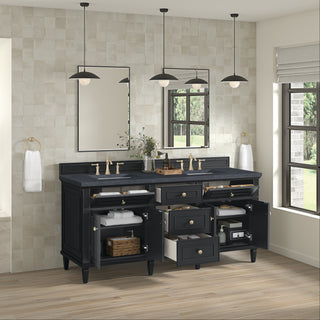 72 Inch Lorelai Freestanding Vanity in Black Onyx / Charcoal Soapstone Top