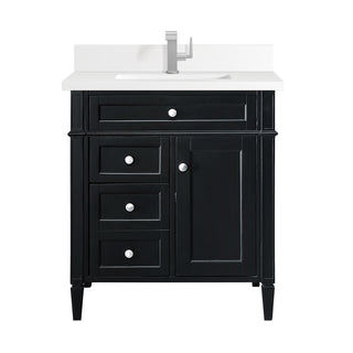 30 Inch Brittany Freestanding Vanity in Black Onyx / White Zeus Top