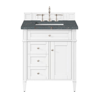 30 Inch Brittany Freestanding Vanity in Bright White / Parisien Bleu Top