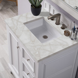 31.25 Inch De Soto Freestanding Vanity in Bright White / Victorian Silver Top