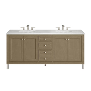 72 Inch Chicago Freestanding Vanity in Walnut Whisper / Arctic Fall Top