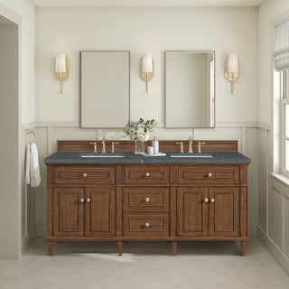 72 Inch Lorelai Freestanding Vanity in Mid-Century Walnut / Parisien Bleu Top