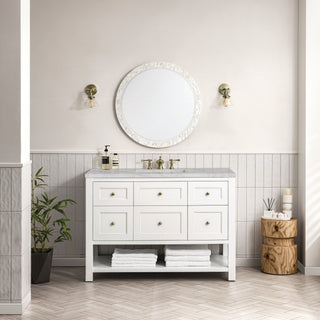 48 Inch Breckenridge Freestanding Vanity in Bright White / Victorian Silver Top