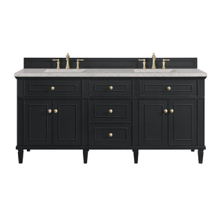 72 Inch Lorelai Freestanding Vanity in Black Onyx / Eternal Jasmine Pearl Top