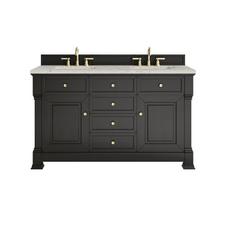 60 Inch Brookfield Freestanding Vanity in Black Onyx / Victorian Silver Top