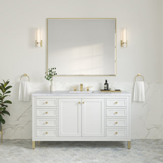 60 Inch Chicago Freestanding Vanity in Glossy White / Carrara White Top