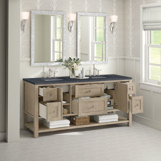 72 Inch Breckenridge Freestanding Vanity in Whitewashed Oak / Charcoal Soapstone Top