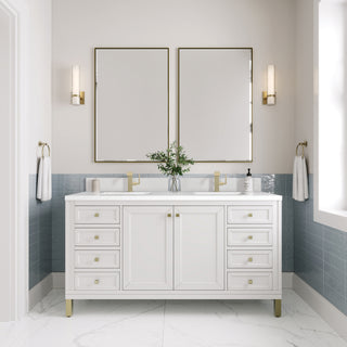 60 Inch Chicago Freestanding Vanity in Glossy White / White Zeus Top