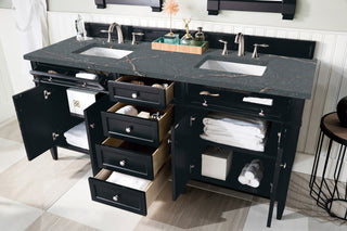 72 Inch Brittany Freestanding Vanity in Black Onyx / Parisien Bleu Top