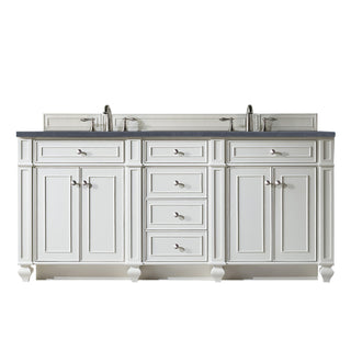 72 Inch Bristol Freestanding Vanity in Bright White / Charcoal Soapstone Top