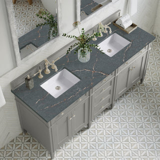 72 Inch Brittany Freestanding Vanity in Urban Gray / Parisien Bleu Top