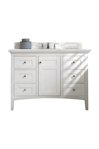 48 Inch Palisades Freestanding Vanity in Bright White / Ethereal Noctis Top