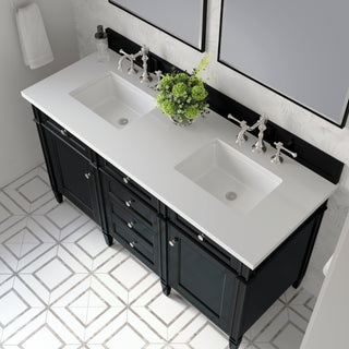 60 Inch Brittany Freestanding Vanity in Black Onyx / White Zeus Top