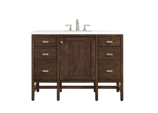 48 Inch Addison Freestanding Vanity in Mid-Century Acacia / White Zeus Top