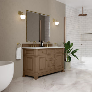 60 Inch Brookfield Freestanding Vanity in Pecan / Lime Delight Top