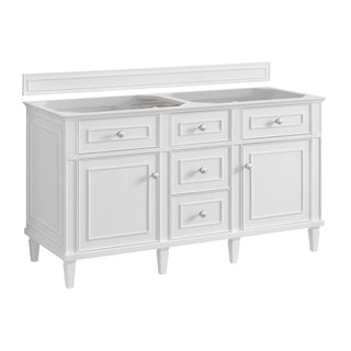 60 Inch Lorelai Freestanding Vanity in Bright White / Parisien Bleu Top