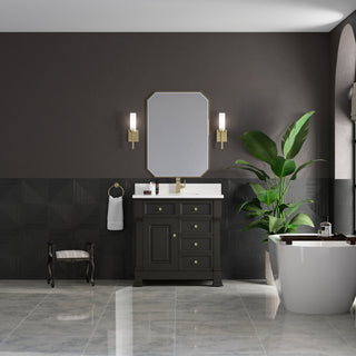 36 Inch Brookfield Freestanding Vanity in Black Onyx / White Zeus Top