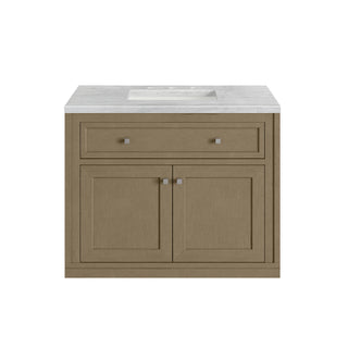 36 Inch Chicago Freestanding Vanity in Walnut Whisper / Arctic Fall Top