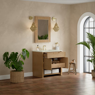36 Inch Solene Freestanding Vanity in Seaside Oak / Victorian Silver Top