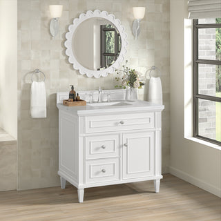 36 Inch Lorelai Freestanding Vanity in Bright White / Arctic Fall Top