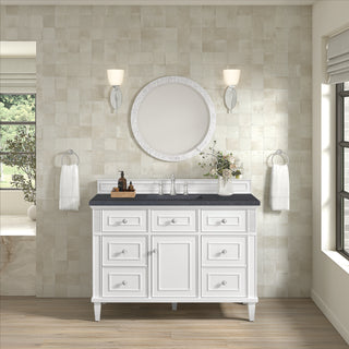 48 Inch Lorelai Freestanding Vanity in Bright White / Charcoal Soapstone Top