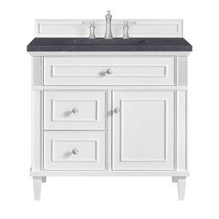 36 Inch Lorelai Freestanding Vanity in Bright White / Charcoal Soapstone Top