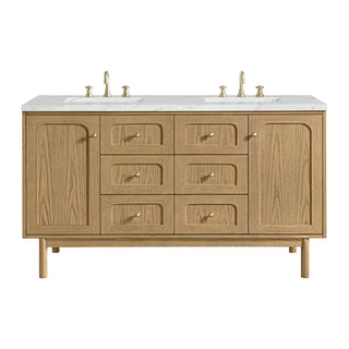 60 Inch Laurent Dual Mount Vanity in Light Natural Oak / Ethereal Noctis Top